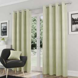 Enhanced Living Goodwood Green Embossed Wave Thermal Eyelet Curtain 168 x 229cm - Wilko