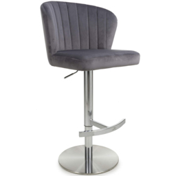 Shankar Sigma Grey Brushed Velvet Bar Stool - Size: Single - Wilko - thumbnail 3