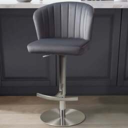 Shankar Sigma Grey Brushed Velvet Bar Stool - Size: Single - Wilko - thumbnail 1