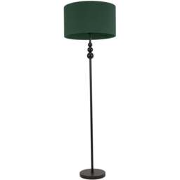 ValueLights Marissa Forest Green Shade Black Ball LED Floor Lamp - Size: 145 x 45 x 45cm - Wilko