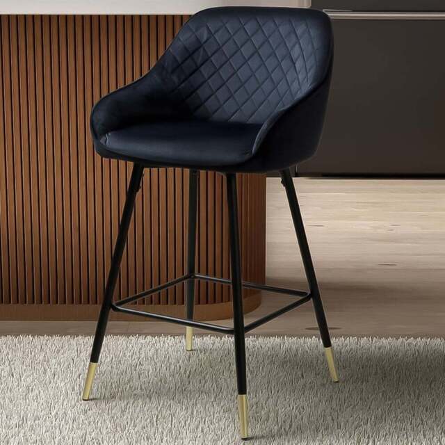 Savanna Black Brushed Velvet Bar Stool Set of 2 - Size: 54 x 52 x 96cm - Wilko - image 1