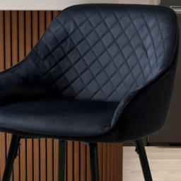 Savanna Black Brushed Velvet Bar Stool Set of 2 - Size: 54 x 52 x 96cm - Wilko - thumbnail 3