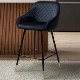 Savanna Black Brushed Velvet Bar Stool Set of 2 - Size: 54 x 52 x 96cm - Wilko - thumbnail 1