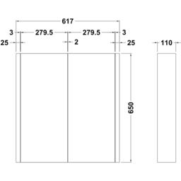 nuie Eden 2 Door Gloss White Wall Hung Mirror Cabinet 600mm - Size: 650 x 617 x 110mm - Wilko - thumbnail 4