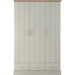 GFW Kendal 3 Door 3 Drawer Grey Wardrobe - Size: 3 Door, 3 Drawer - Wilko - thumbnail 3