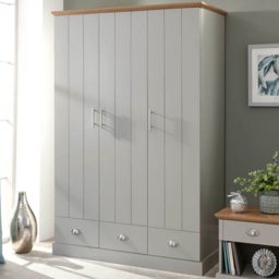 GFW Kendal 3 Door 3 Drawer Grey Wardrobe - Size: 3 Door, 3 Drawer - Wilko - thumbnail 1