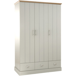 GFW Kendal 3 Door 3 Drawer Grey Wardrobe - Size: 3 Door, 3 Drawer - Wilko - thumbnail 5