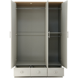 GFW Kendal 3 Door 3 Drawer Grey Wardrobe - Size: 3 Door, 3 Drawer - Wilko - thumbnail 4