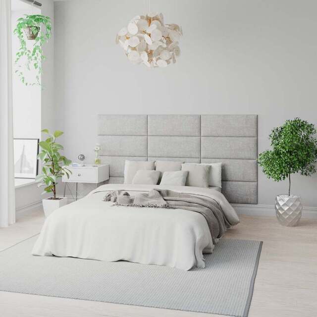 Aspire EasyMount Storm Pure Pastel Cotton Upholstered Wall Mounted Headboard Panels 8 Pack - Grey - Aspire Beds - Wilko - image 1
