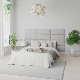 Aspire EasyMount Storm Pure Pastel Cotton Upholstered Wall Mounted Headboard Panels 8 Pack - Grey - Aspire Beds - Wilko