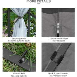 Outsunny 3 x 3m Grey Steel Frame Patio Gazebo with Mesh Sidewalls - Wilko - thumbnail 7