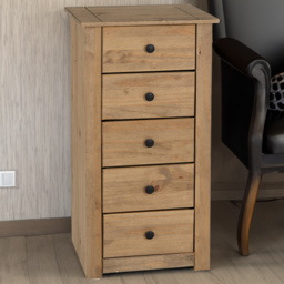 Seconique Panama 5 Drawer Natural Wax Chest of Drawers - Brown - Wilko