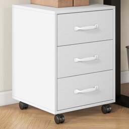 Portland White 3 Drawer Under Desk Mobile Filing Cabinet - Size: 57 x 40 x 40cm - Wilko - thumbnail 1