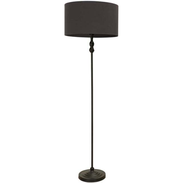 ValueLights Maggie Charcoal Fabric Shade Black Metal Candlestick Floor Lamp - Size: 151 x 45 x 45cm - Wilko - image 1