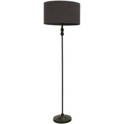 ValueLights Maggie Charcoal Fabric Shade Black Metal Candlestick Floor Lamp - Size: 151 x 45 x 45cm - Wilko - thumbnail 1