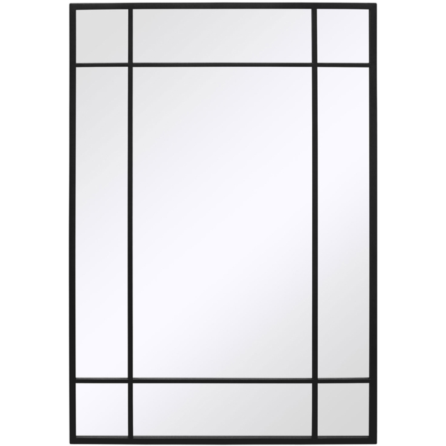 MirrorOutlet The Genestra Black Modern Contemporary Garden Wall Mirror 100 x 70cm - Size: 100 x 70 x 3cm - Wilko - image 1