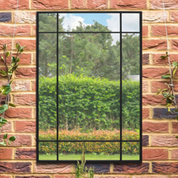 MirrorOutlet The Genestra Black Modern Contemporary Garden Wall Mirror 100 x 70cm - Size: 100 x 70 x 3cm - Wilko - thumbnail 3