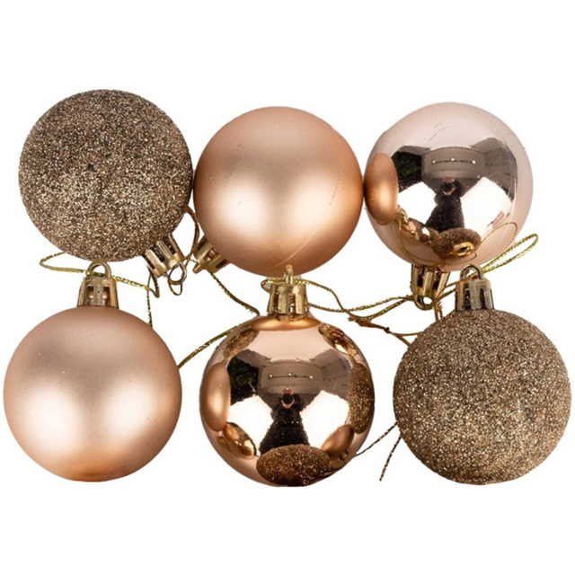 Shatchi 6cm Champagne Gold Shatterproof Christmas Baubles 6 Pack - Wilko - image 1