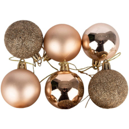 Shatchi 6cm Champagne Gold Shatterproof Christmas Baubles 6 Pack - Wilko - thumbnail 1