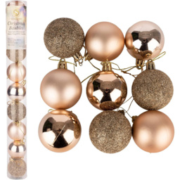 Shatchi 6cm Champagne Gold Shatterproof Christmas Baubles 6 Pack - Wilko - thumbnail 5