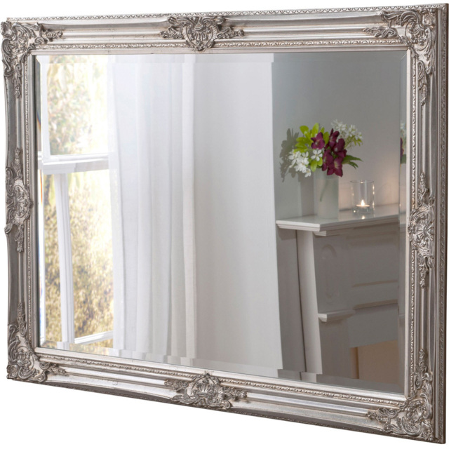 Yearn Silver Carved Rectangular Wall Mirror 74 x 104cm - Wilko - image 1