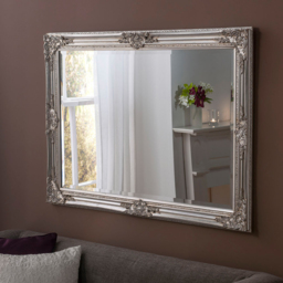 Yearn Silver Carved Rectangular Wall Mirror 74 x 104cm - Wilko - thumbnail 3