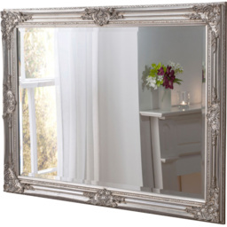 Yearn Silver Carved Rectangular Wall Mirror 74 x 104cm - Wilko