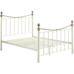 OAT Home Hampstead Small Double White and Brass Metal Bed - Wilko - thumbnail 3
