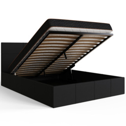 GFW Small Double Black Faux Leather End Lift Ottoman Bed with Bonnell Mattress - Wilko - thumbnail 6