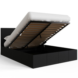 GFW Small Double Black Faux Leather End Lift Ottoman Bed with Bonnell Mattress - Wilko - thumbnail 5