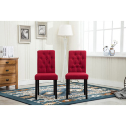 Red Set of 2 Tufted Button Back Fabric Dining Chair - MCC - Wilko - thumbnail 3