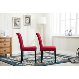 Red Set of 2 Tufted Button Back Fabric Dining Chair - MCC - Wilko - thumbnail 4