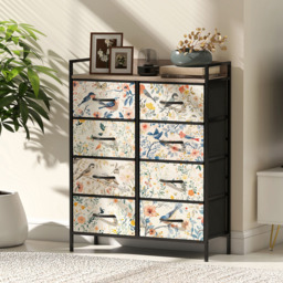 HOMCOM 8 Drawer Single Shelf White Fabric Chest of Drawers - Wilko - thumbnail 5