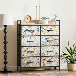 HOMCOM 8 Drawer Single Shelf White Fabric Chest of Drawers - Wilko - thumbnail 6