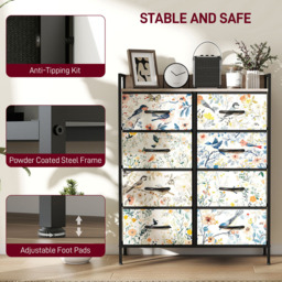 HOMCOM 8 Drawer Single Shelf White Fabric Chest of Drawers - Wilko - thumbnail 7