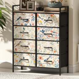 HOMCOM 8 Drawer Single Shelf White Fabric Chest of Drawers - Wilko
