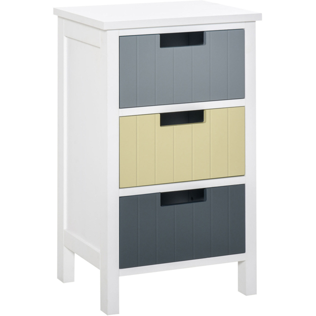 Portland 3 Drawer White and Grey Storage Unit - Size: 3 Drawers - Multi - Wilko - image 1