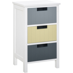 Portland 3 Drawer White and Grey Storage Unit - Size: 3 Drawers - Multi - Wilko - thumbnail 1