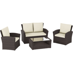 Garden Vida Mylor 4 Seater Brown PE Rattan Garden Lounge Set with Cover - Wilko - thumbnail 3