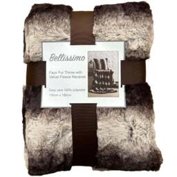 Bellissimo Chocolate Faux Fur Throw 130 x 180cm - Brown - Wilko