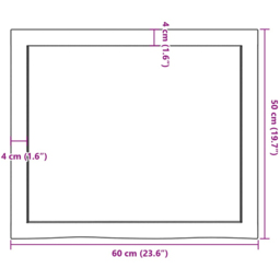 vidaXL 60 x 50 x 4cm Untreated Solid Oak Wood Wall Shelf - Size: 4 x 60 x 50cm - Brown - Wilko - thumbnail 7