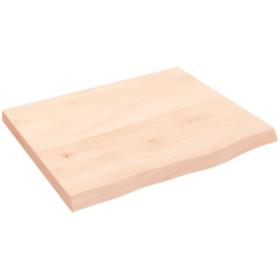 vidaXL 60 x 50 x 4cm Untreated Solid Oak Wood Wall Shelf - Size: 4 x 60 x 50cm - Brown - Wilko - thumbnail 1