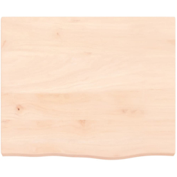 vidaXL 60 x 50 x 4cm Untreated Solid Oak Wood Wall Shelf - Size: 4 x 60 x 50cm - Brown - Wilko - thumbnail 4
