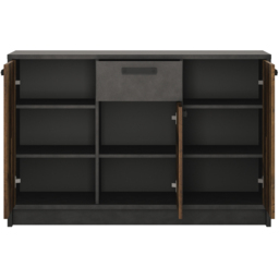 Florence Brooklyn 3 Door Single Drawer Walnut and Dark Matera Grey Cabinet - Size: 42 x 128 x 84cm - Furniture to Go - Wilko - thumbnail 4