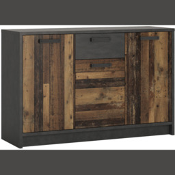 Florence Brooklyn 3 Door Single Drawer Walnut and Dark Matera Grey Cabinet - Size: 42 x 128 x 84cm - Furniture to Go - Wilko - thumbnail 3
