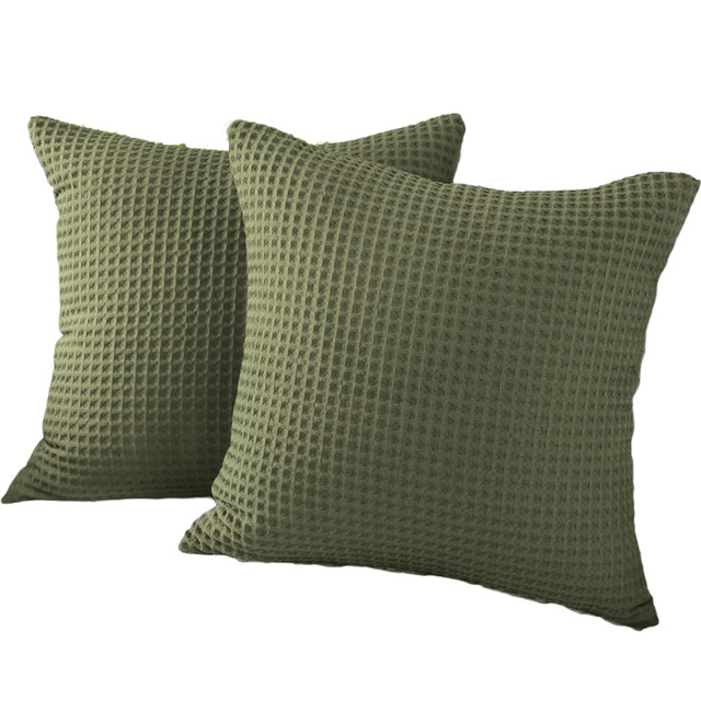 Allure Home Fashions Hotel Khaki Waffle Cushion Cover 2 Pack 50 x 50cm - Green - Wilko - image 1