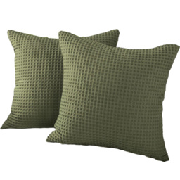 Allure Home Fashions Hotel Khaki Waffle Cushion Cover 2 Pack 50 x 50cm - Green - Wilko