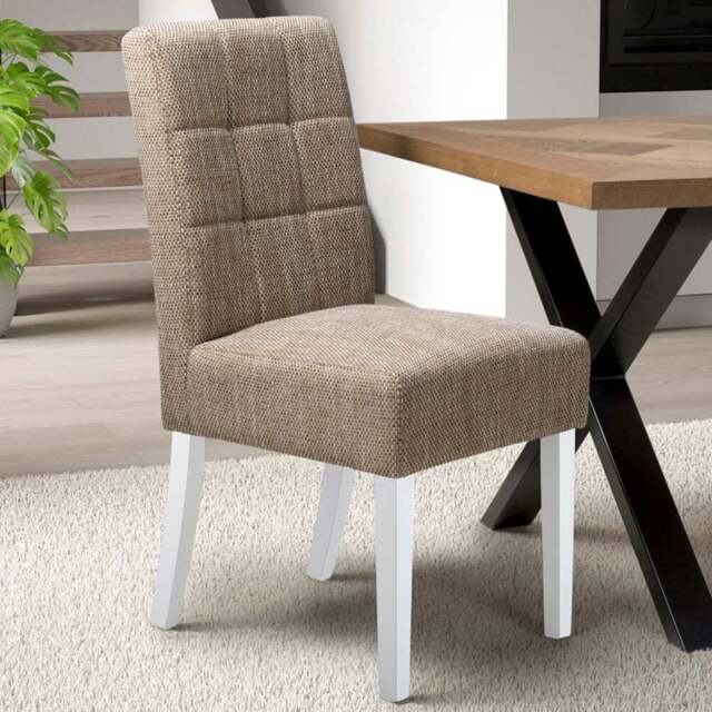 Moseley Set of 2 White Tweed Oatmeal Dining Chair - Cream - Wilko - image 1