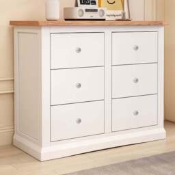 Cabinet Bits Castelli 6 Drawer White Chrome Knob Chest of Drawers - Wilko