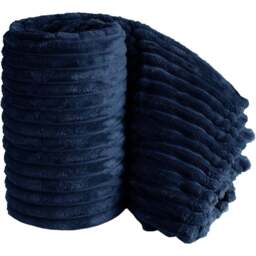 Velosso Bellissima Navy Plush Throw 200 x 240cm - Size: 200 x 240 x 1cm - Wilko